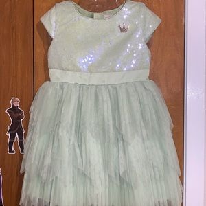 Green Disney princess Tiana inspired dress, for little girls.